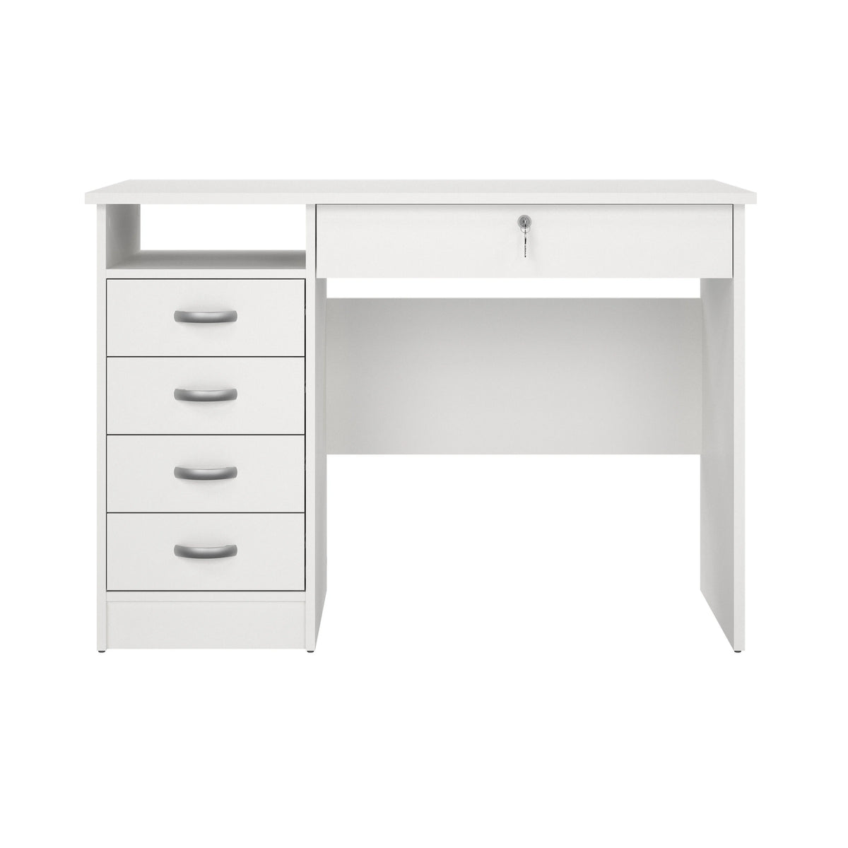 Tvilum Walden 5 Drawer Office Desk with 1 Locking Drawer for Adults, White