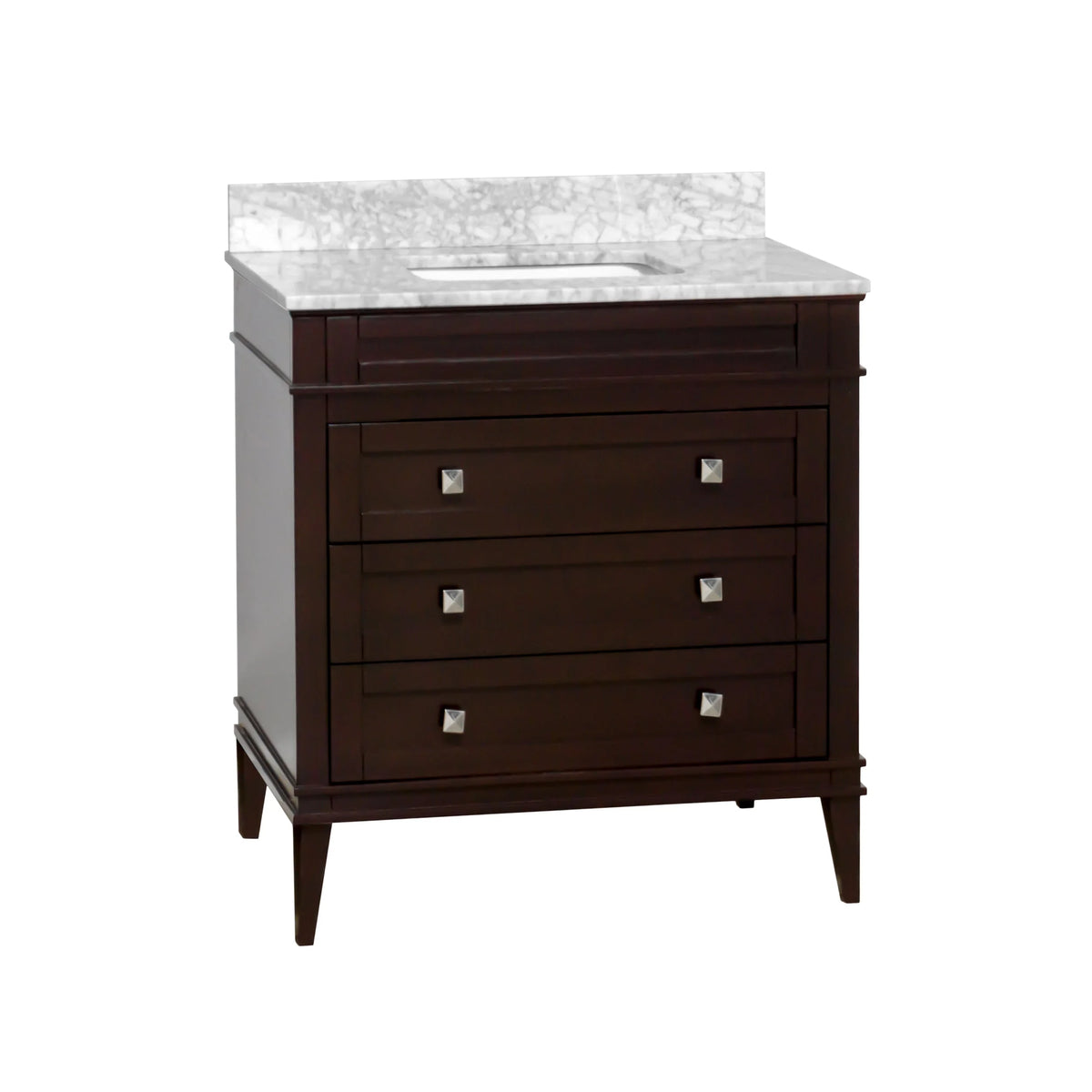 Eleanor 30" Bathroom Vanity with White Cabinet and Carrara Marble Top