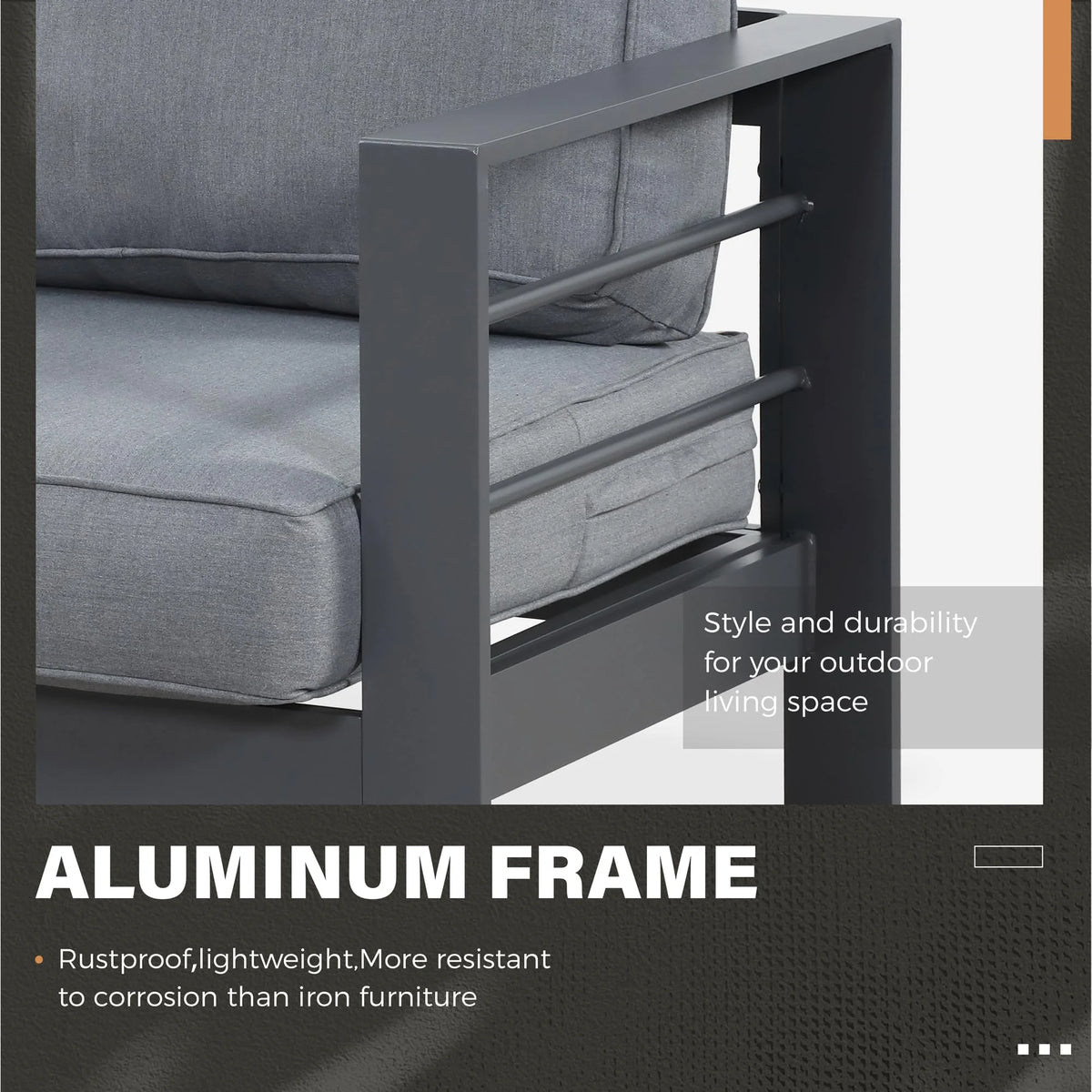 CozyHom 5 Pcs Outdoor Patio Aluminum Furniture Sofa Sets, Outside Patio Conversation Couch Sets With Table&Cushions for Garden Porch, Gray