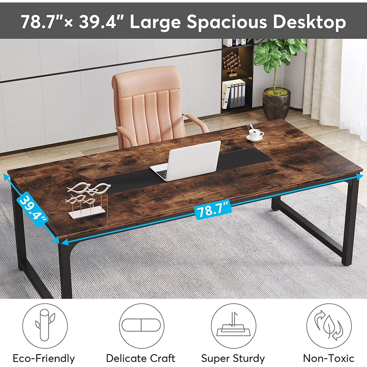Large Simple Computer Desk Office Computer Table Writing Table for Home Office 63" L x 31.5" W x 29.5" H - Off White