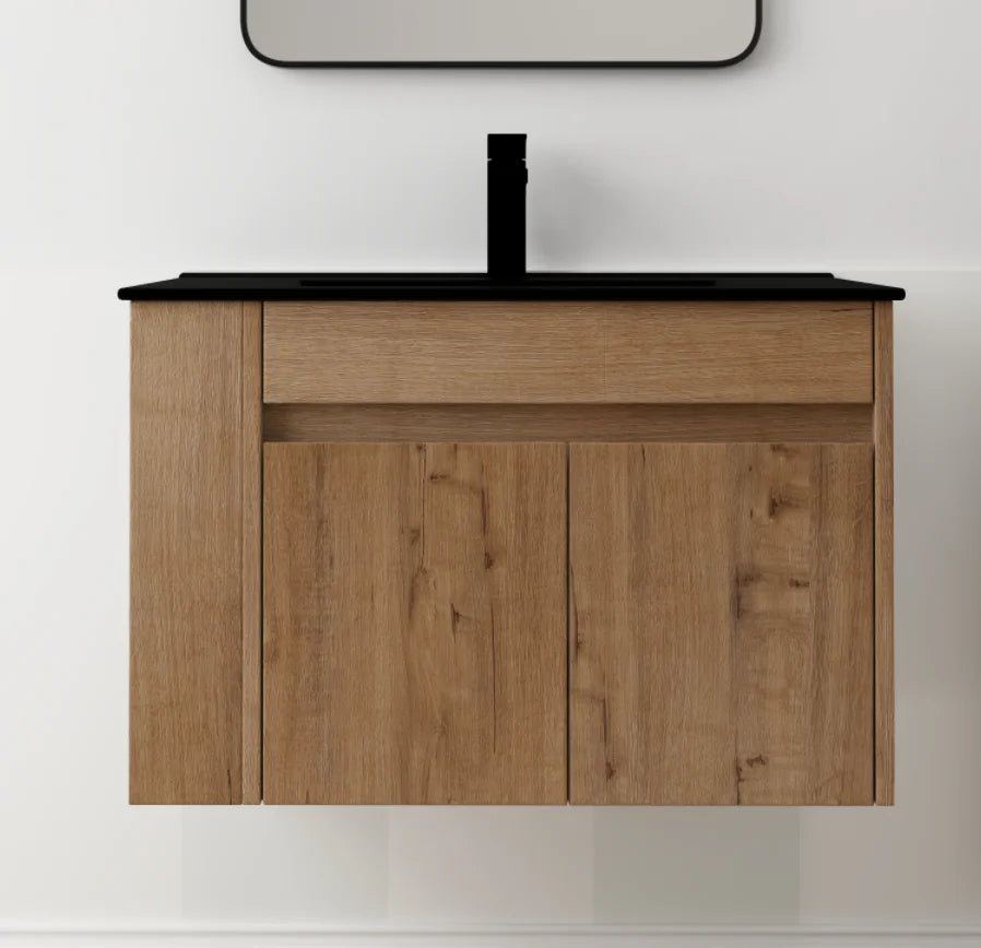 30" Bathroom Vanity with Sink Set, Wall Mounted Floating Bathroom Vanities with Adjustable Shelf and Storage Drawers Vanity and Sink Combo, Bathroom Storage Combo Cabinet for Small Space, White