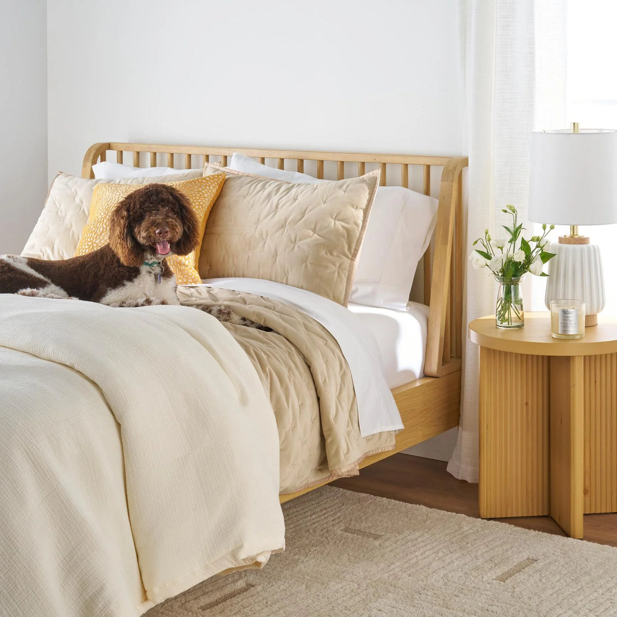 Better Homes & Gardens Lillian Fluted End Table, Natural Pine Finish
