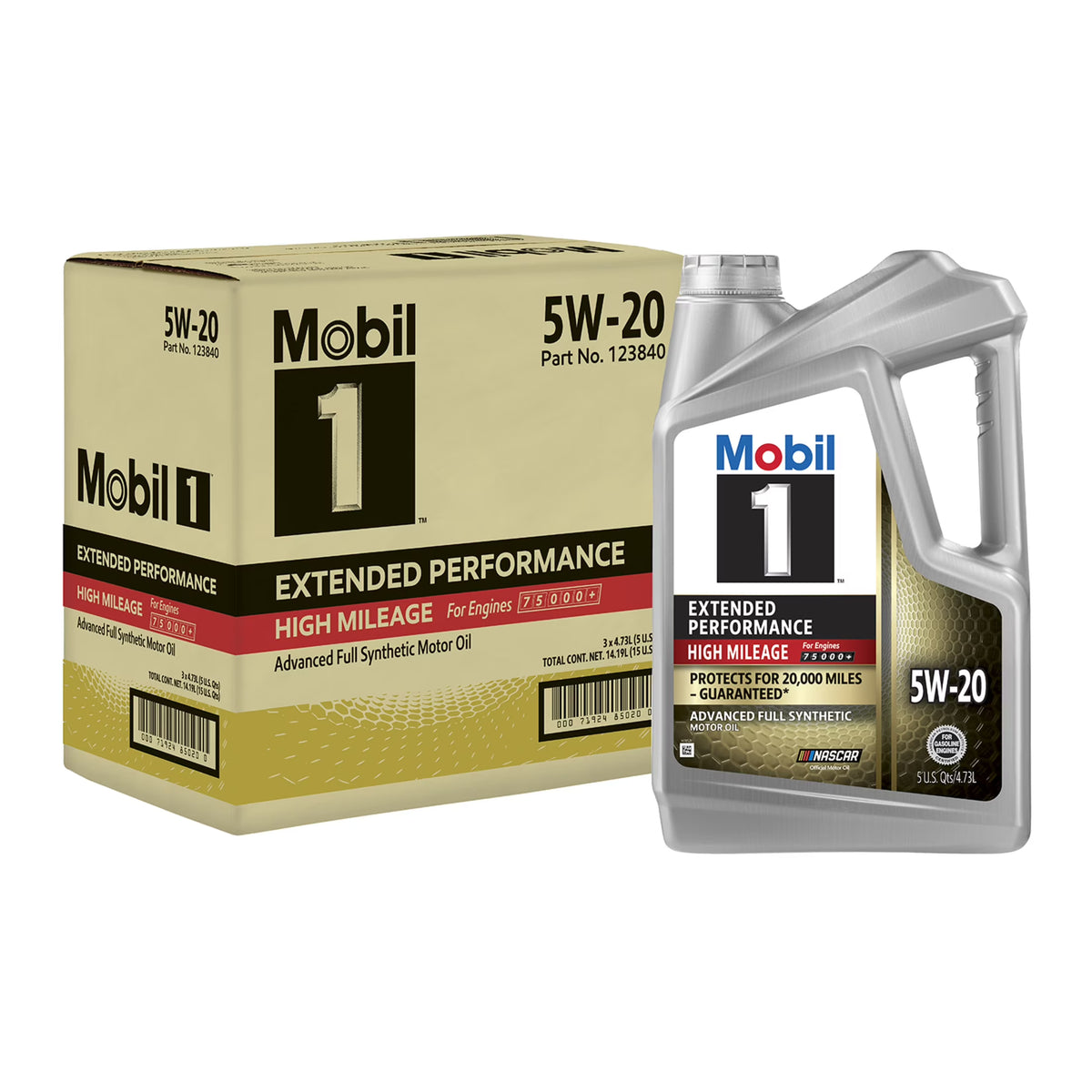 Mobil 1 Extended Performance High Mileage Full Synthetic Motor Oil 5W-20, 5 Quart (3 Pack)