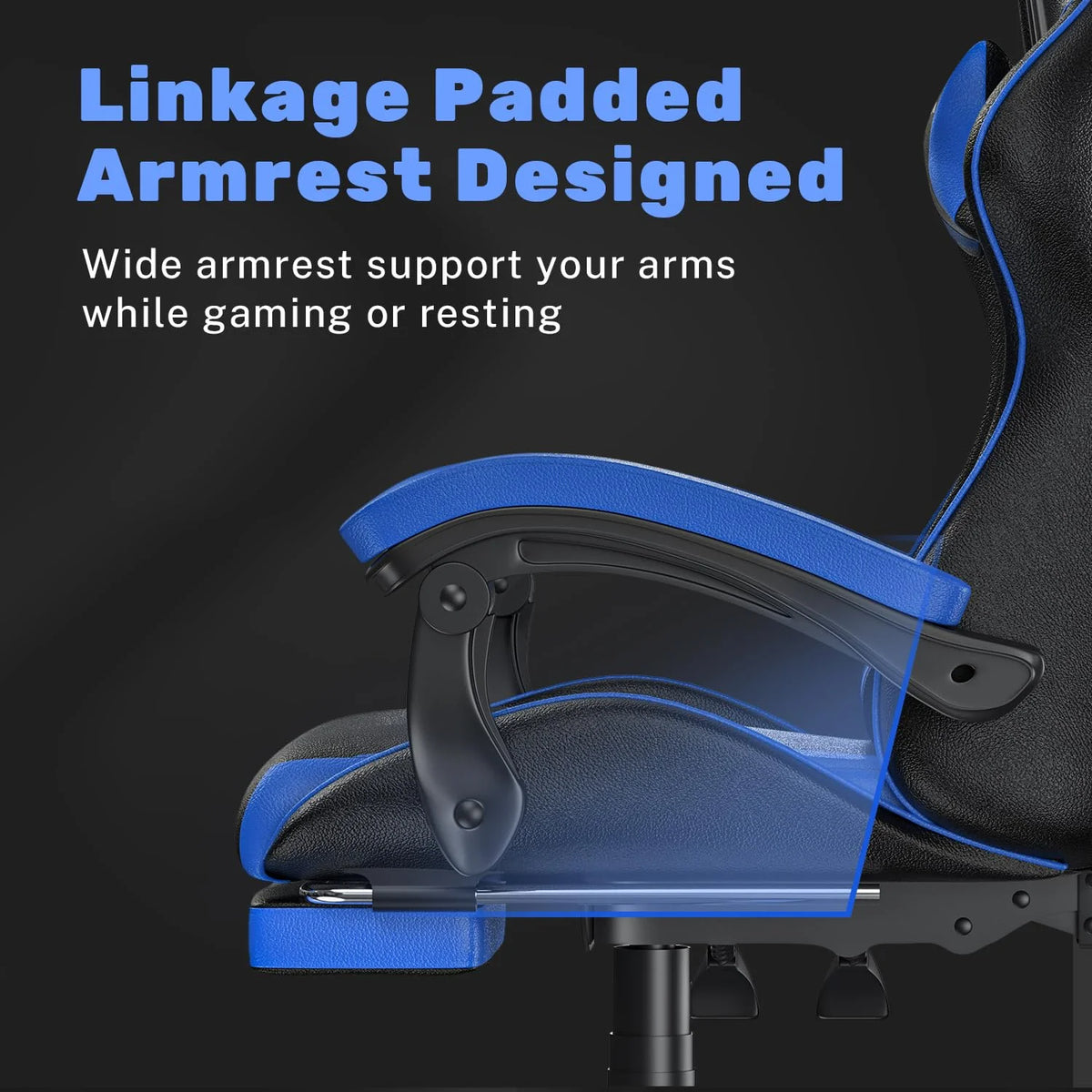 Bigzzia Gaming Chair Pu Leather Office Chair with Ergonomic Lumbar Pillow, Reclining Racing Game Chair Backrest and Seat Height Adjustable Swivel Recliner,Esports Chair with Headrest,Blue