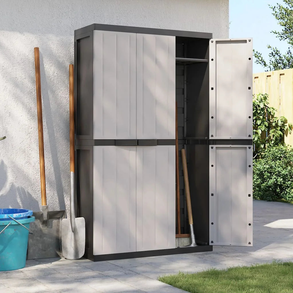 vidaXL Outdoor Storage Cabinet Black 25.6"x14.6"x33.5" PP