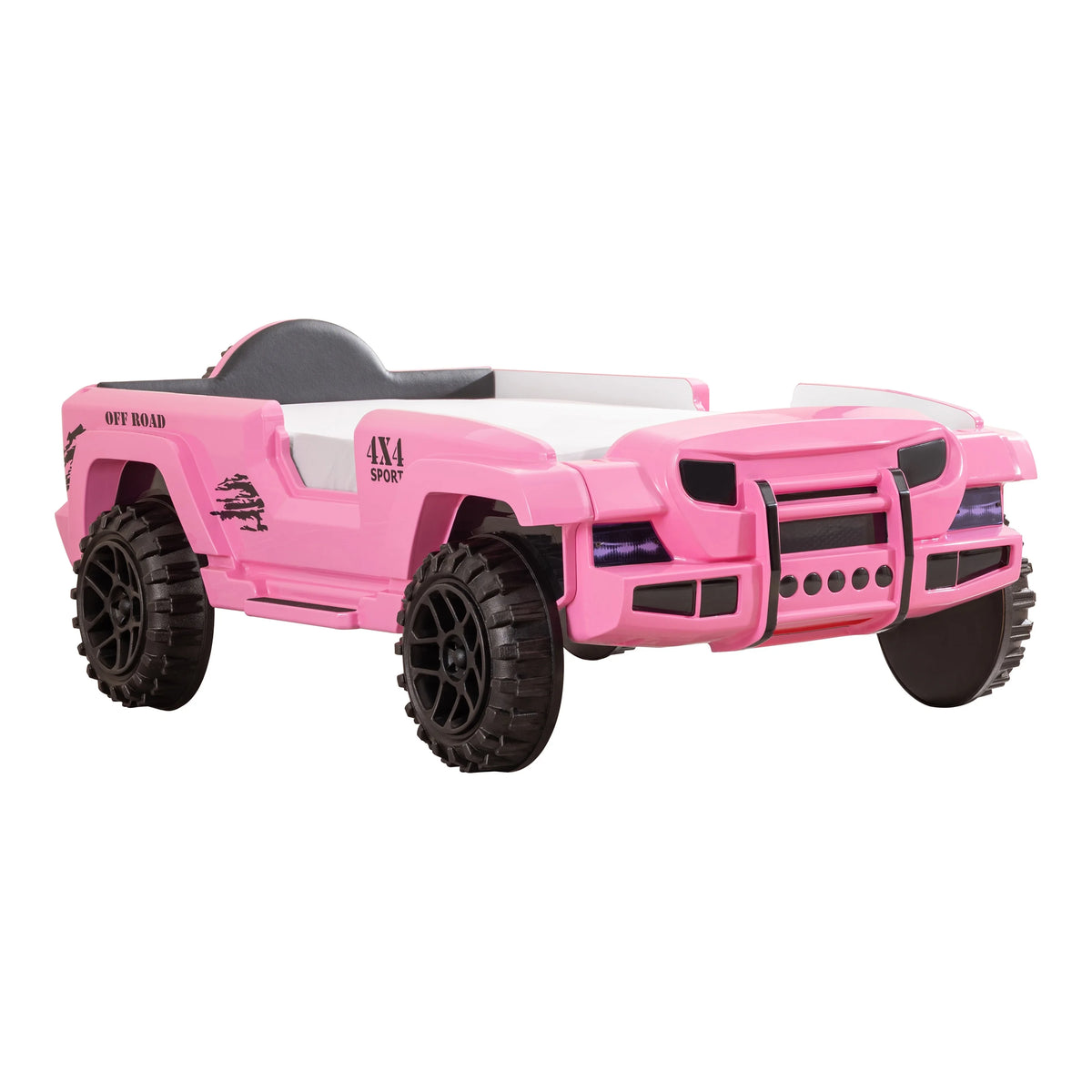 Furniture of America Terra Kids Plastic Twin SUV Bed with LED and Sound, Black