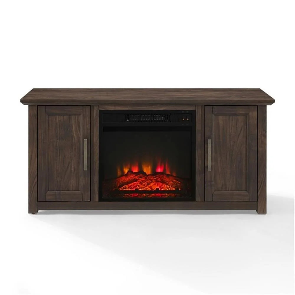 Crosley Furniture Camden 48" Low Profile Tv Stand W/Fireplace Dark Walnut