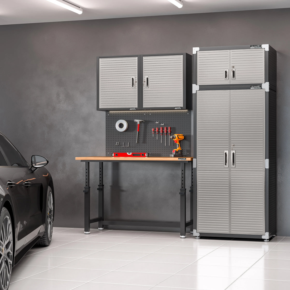 Seville Classics UltraHD? Steel Body Lockable Storage Cabinet Organizer Locker Shelving Unit, Graphite, 30" W x 18" D x 72" H