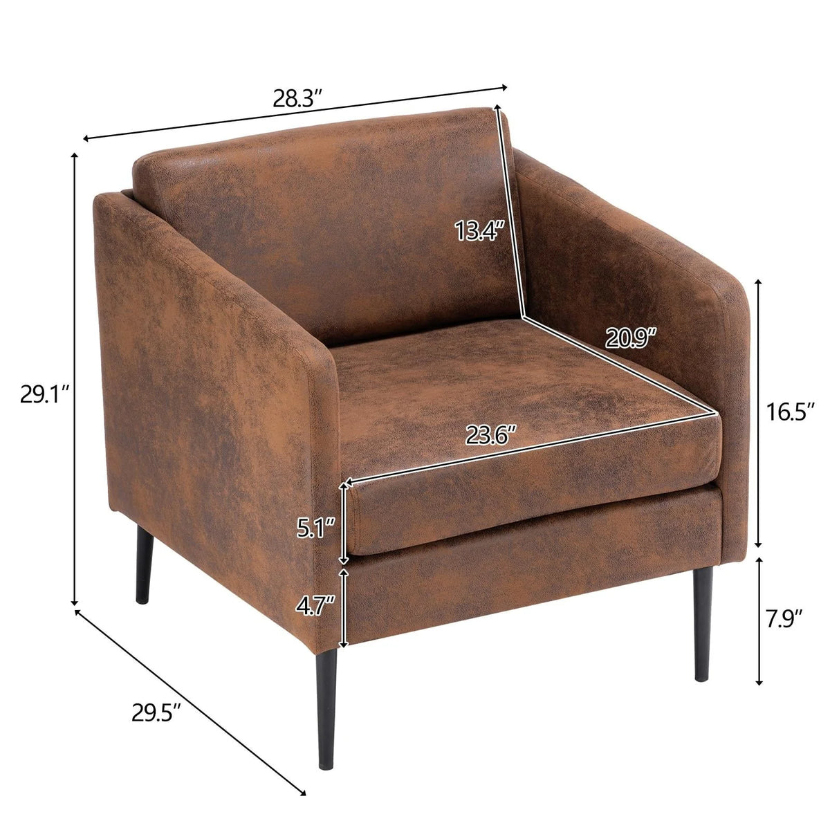 Ktaxon Modern Club Chair, Bronzing Cloth Fabric Arm Chair, Single Sofa Chair for Reading, Max Load 400LBS Upholstered Leisure Living Room Chair Brown