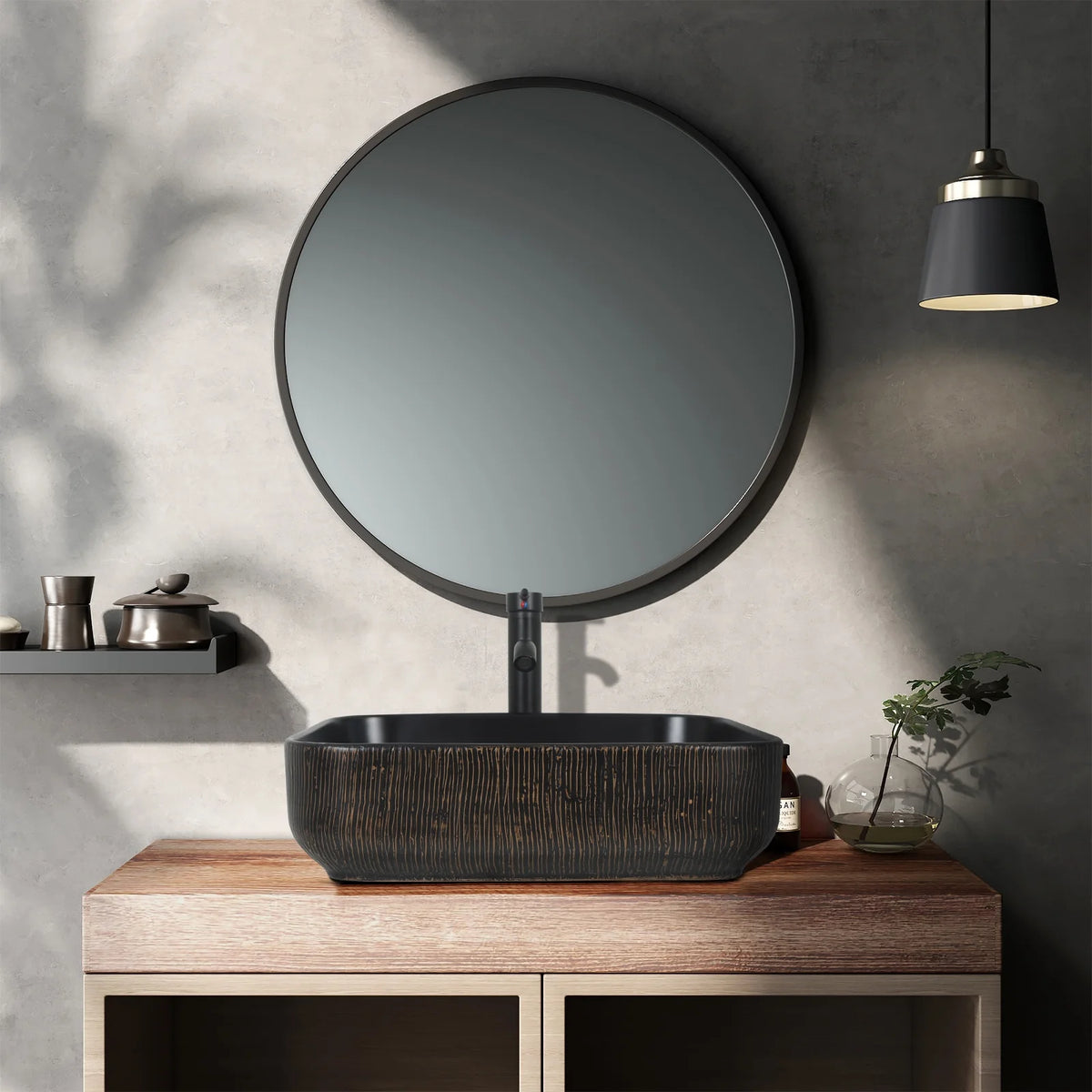 FULLWATT Bathroom Ceramic Sink Vanity Vessel Basin Porcelain Faucet Drain Combo Rectangle,White