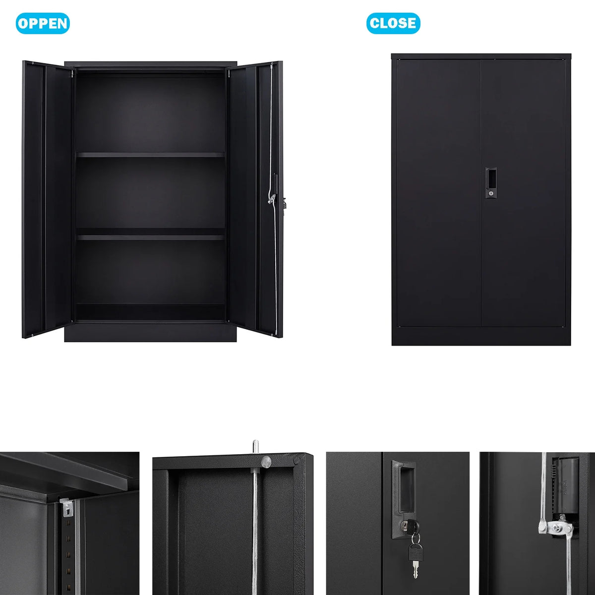Metal Storage Cabinet with Locking Doors and Adjustable Shelf, Folding Filing Storage Cabinet, Rolling Storage Locker Cabinet for Home Office,School,Garage, White