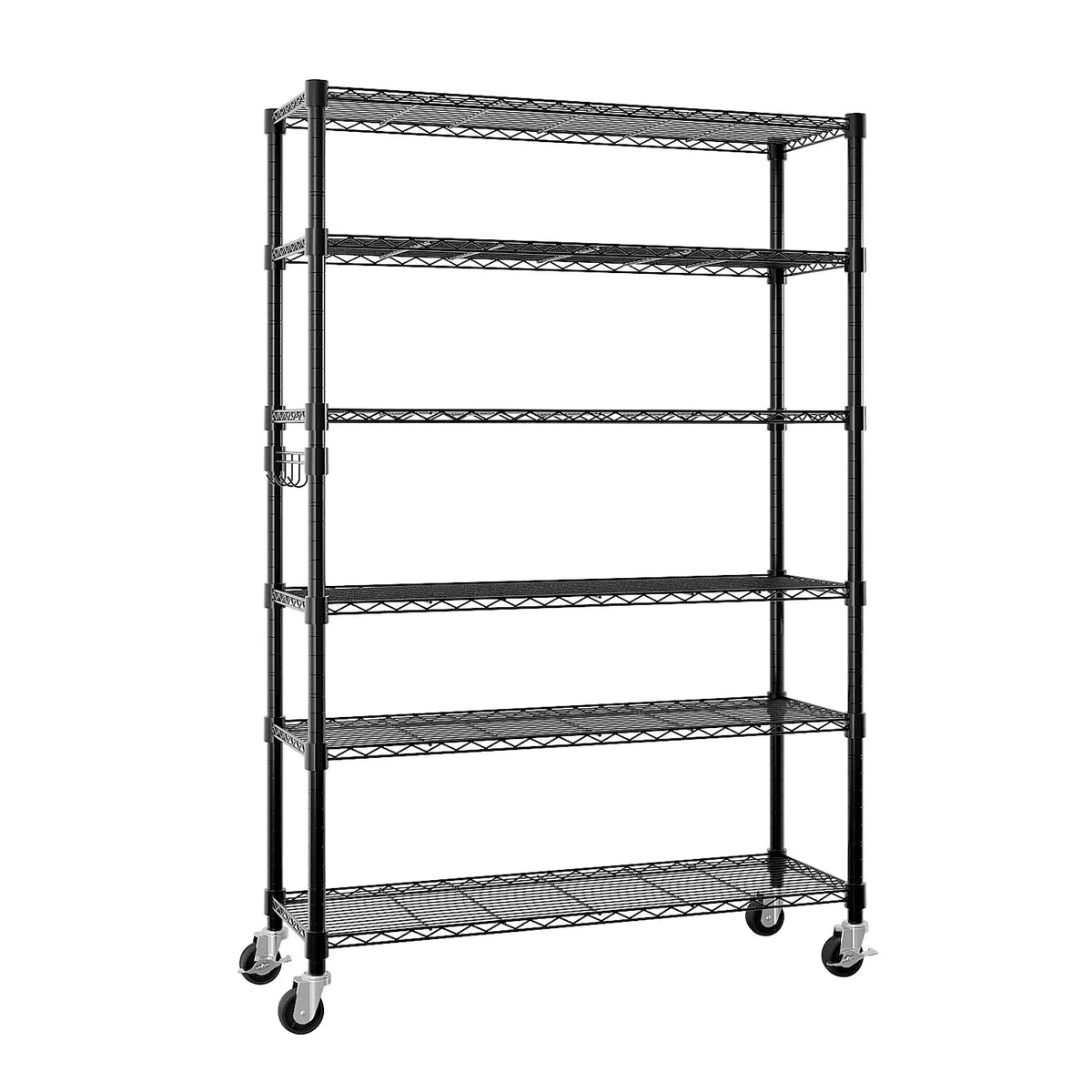 Ktaxon 6 Tier Wire Shelving with Wheels, 46"D x 18"W x 82"H Multifunctional Storage Rack Metal Garage Shelves Organizer, Capacity for 900lbs, Silver