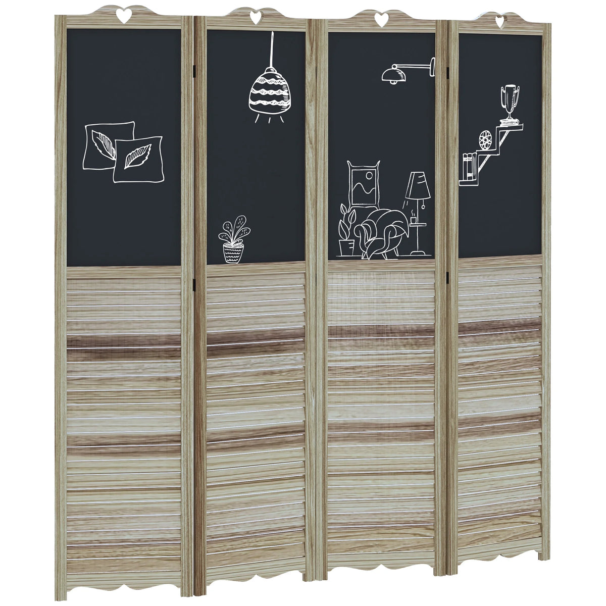 HOMCOM 5.5' 4 Panel Room Divider, Indoor Privacy Screens for Home, Brown
