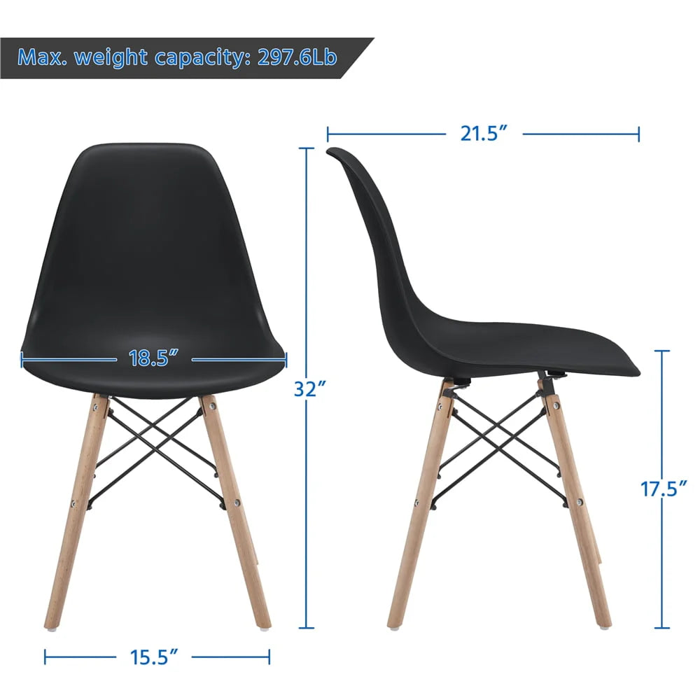 Topeakmart Set of 4 Modern Style Dining Chairs for Kitchen Dining Room, Black