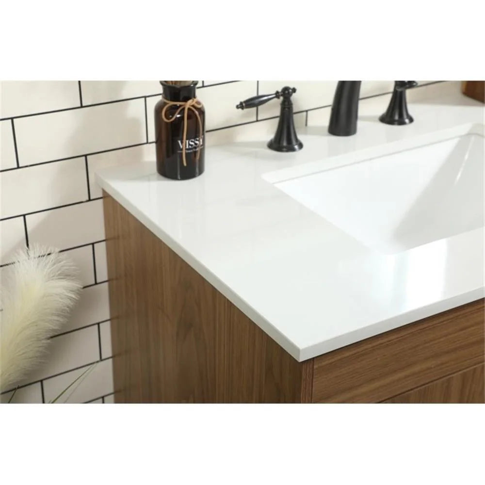 Elegant Decor Eugene 30" Aluminum MDF Single Bathroom Vanity in Mango Wood