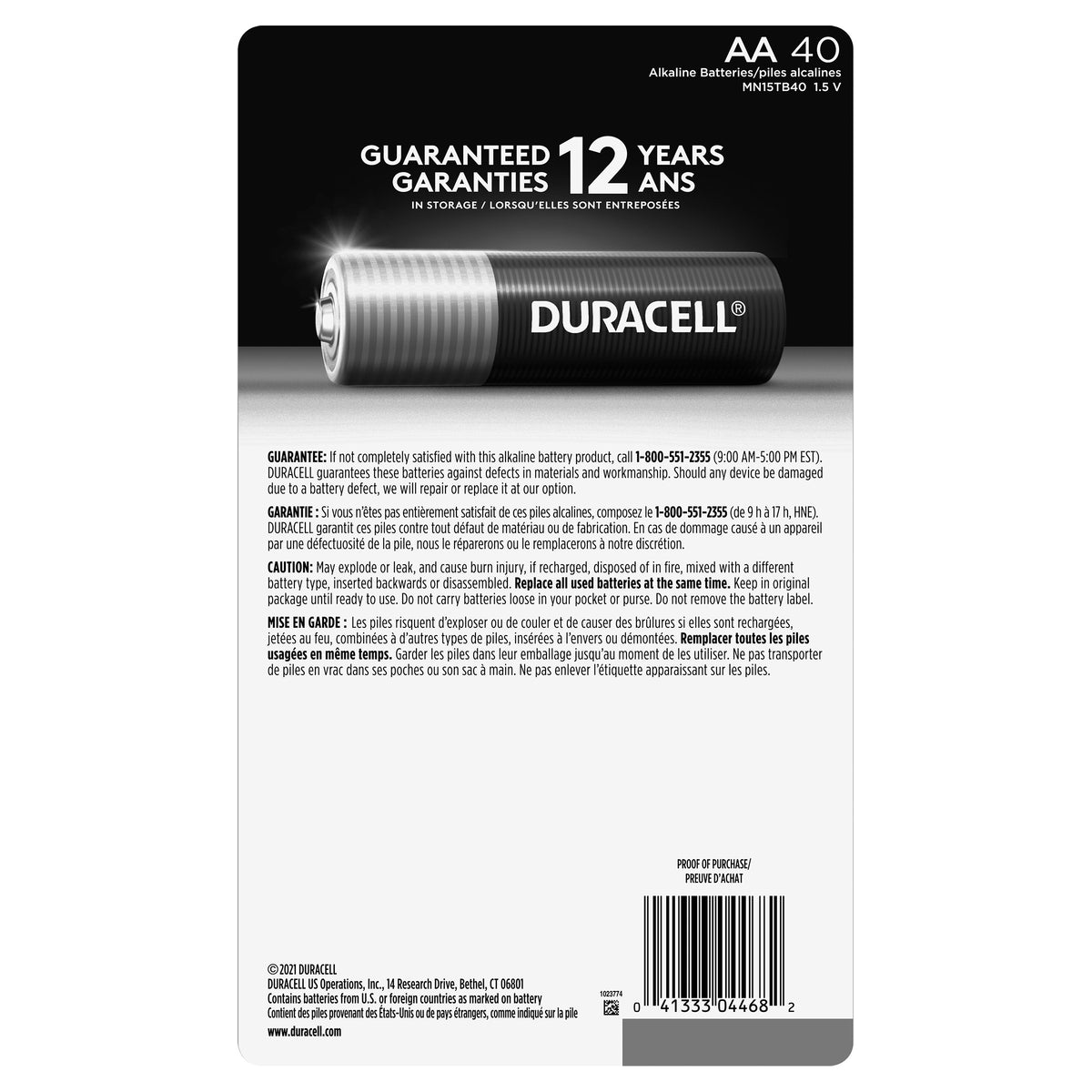 Duracell Coppertop Alkaline AA Batteries, 40-count
