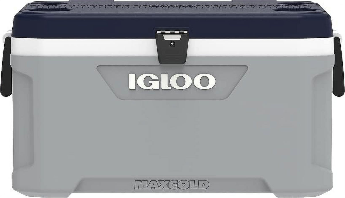 Igloo 70 Quart MaxCold Cooler ThermeCool Insulation with Swing-Up Handles, Gray and Black