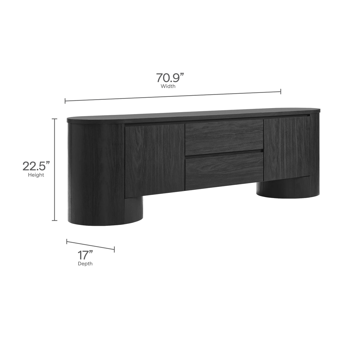 Modway Duval  71 Inch Oval  TV Cabinet in Black by Modway