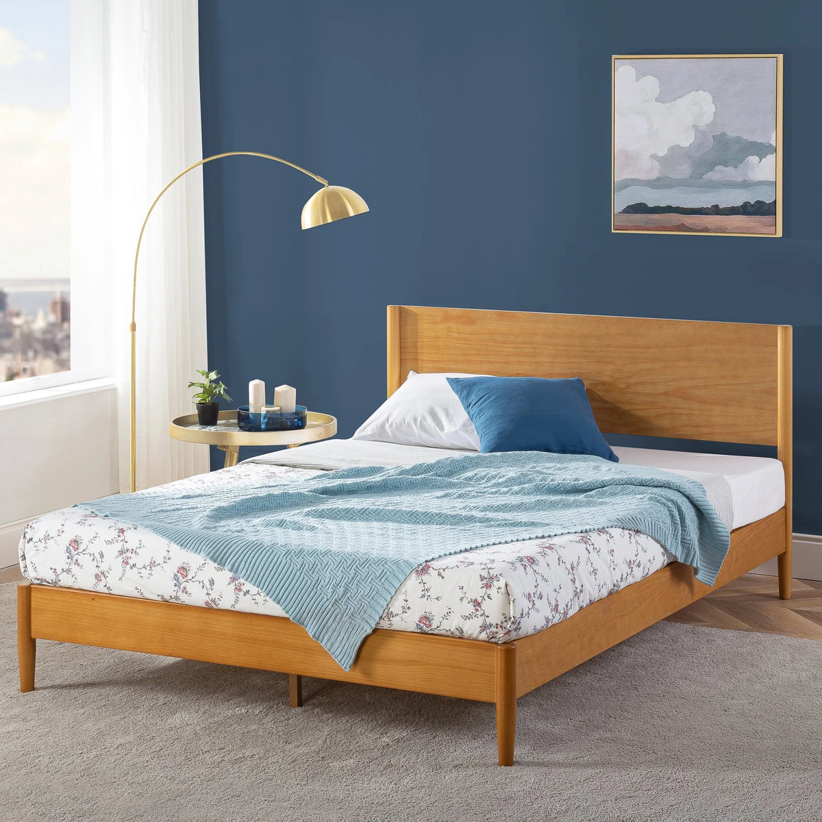 Zinus Allen 35" Mid Century Wood Platform Bed Frame, Full