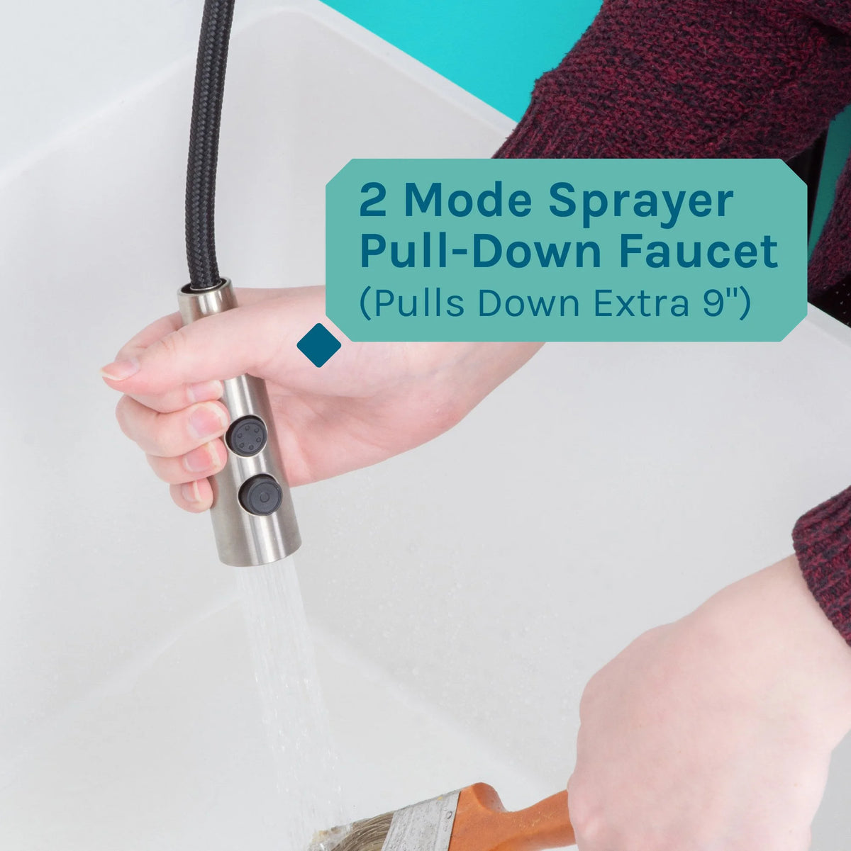 Tehila Blue 19 Gallon Utility Sink with High-Arc Stainless Finish Coil Pull-Down Faucet