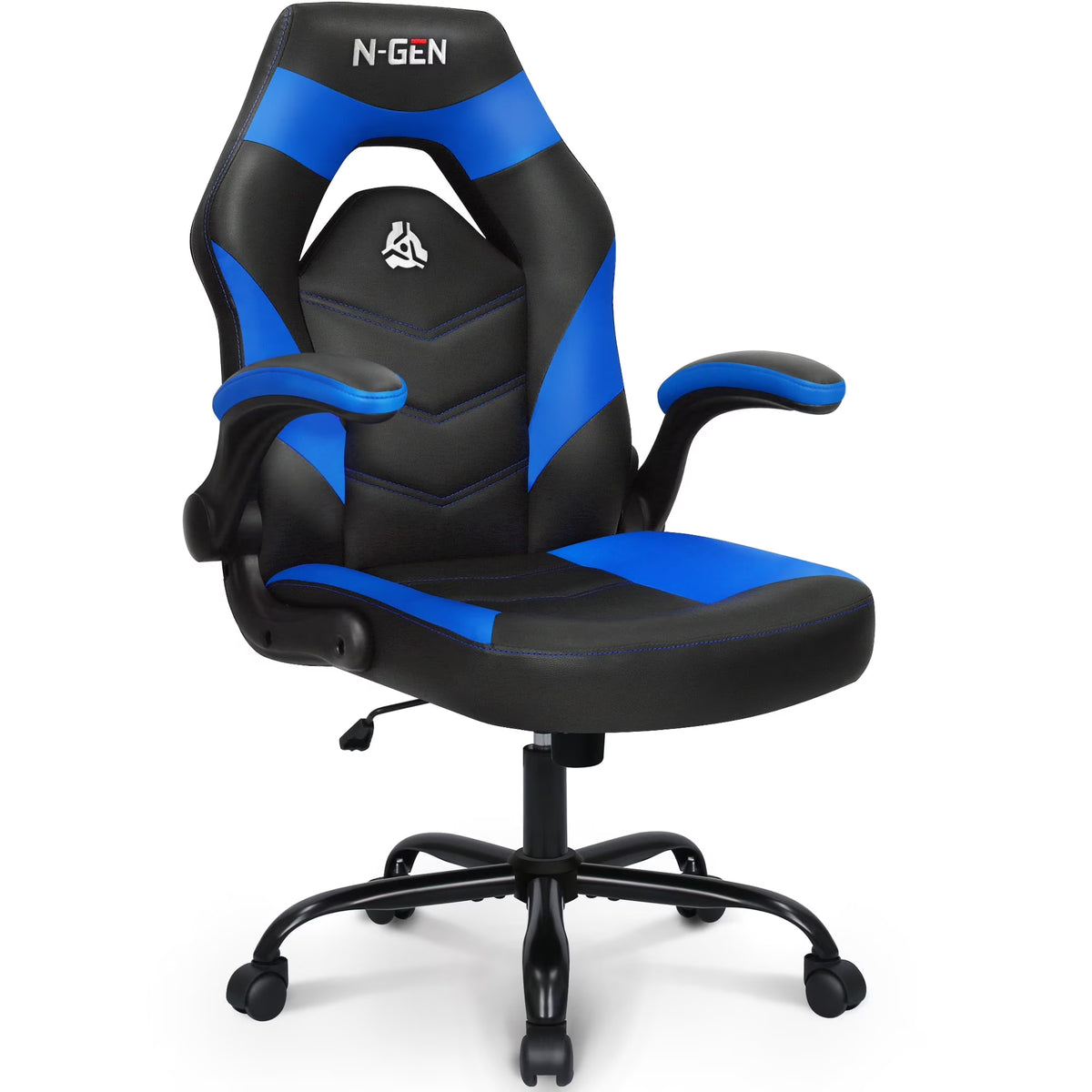 N-GEN Red Gaming Chair, Flip-up Armrest Computer Chair Ergonomic Office Chair PU Leather Desk Chair Executive Adjustable Swivel Task Chair