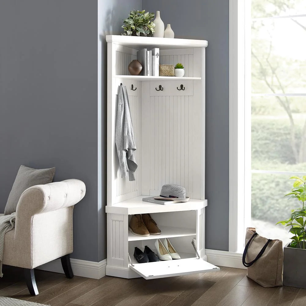 Crosley Seaside Hall Tree-Finish:Distressed White,Style:Corner