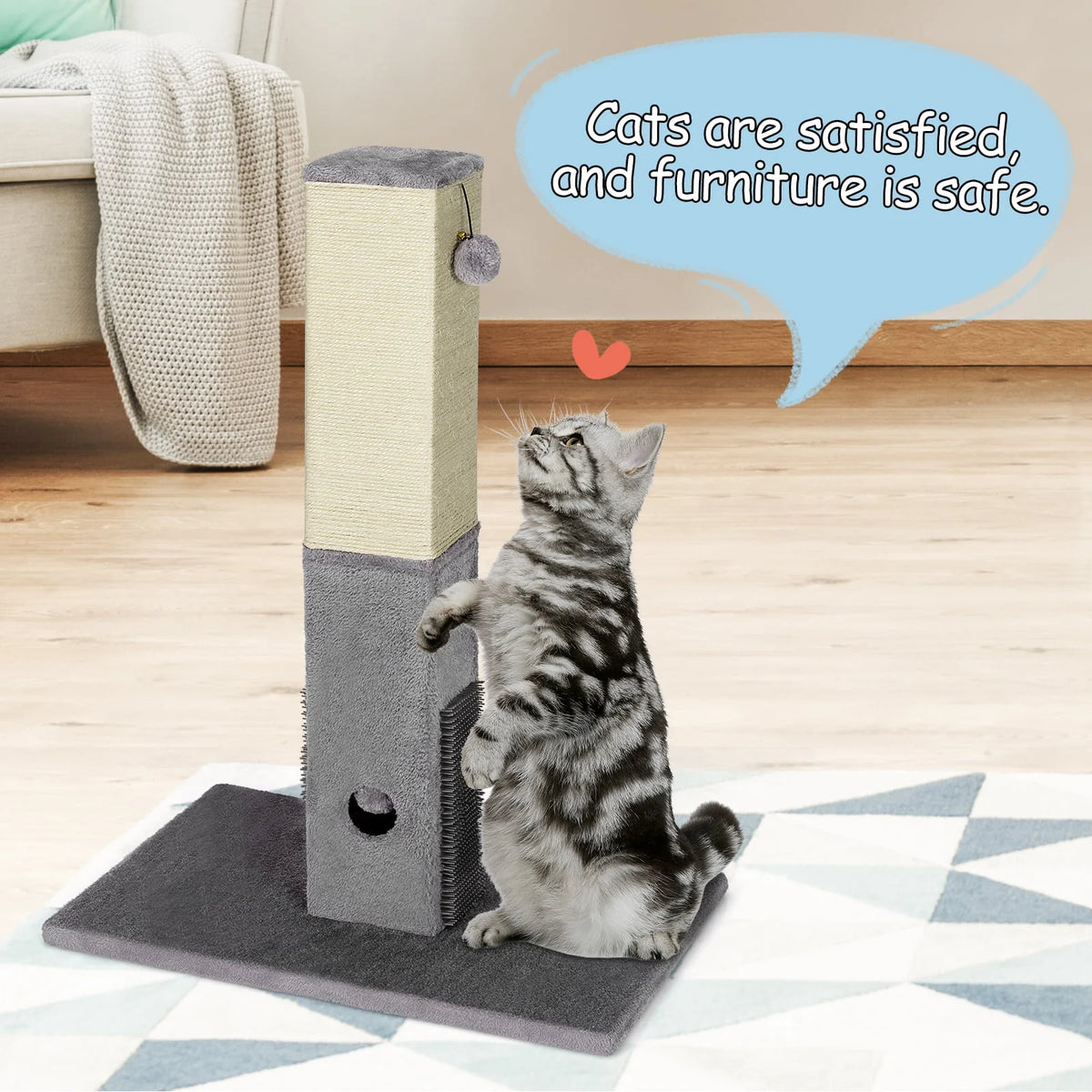 Infans 31" Tall Cat Scratching Post Claw Scratcher w/ Sisal Rope & 2 plush Ball