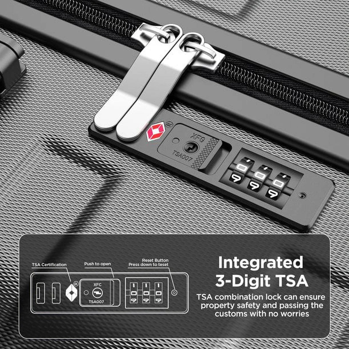 11Pcs Luggage Sets, ABS Hardshell Suitcase w/ Dual 360° Spinner Wheels & TSA Lock, Lightweight Durable Hardside Carry on Luggage for Travel, Deep Black