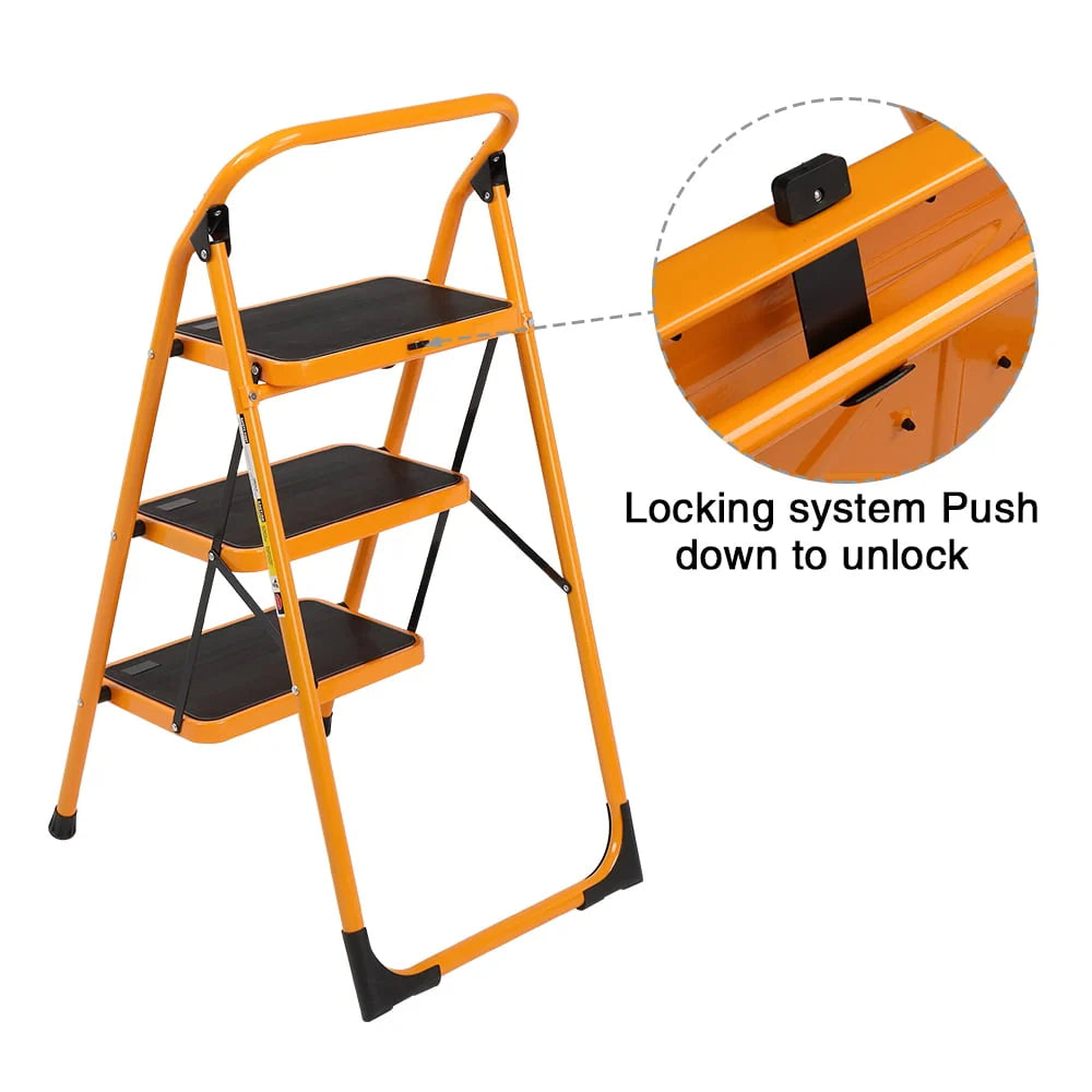 Ktaxon 3-Step Ladder, Lightweight Step Stool, 330 lb. Load Capacity, Iron