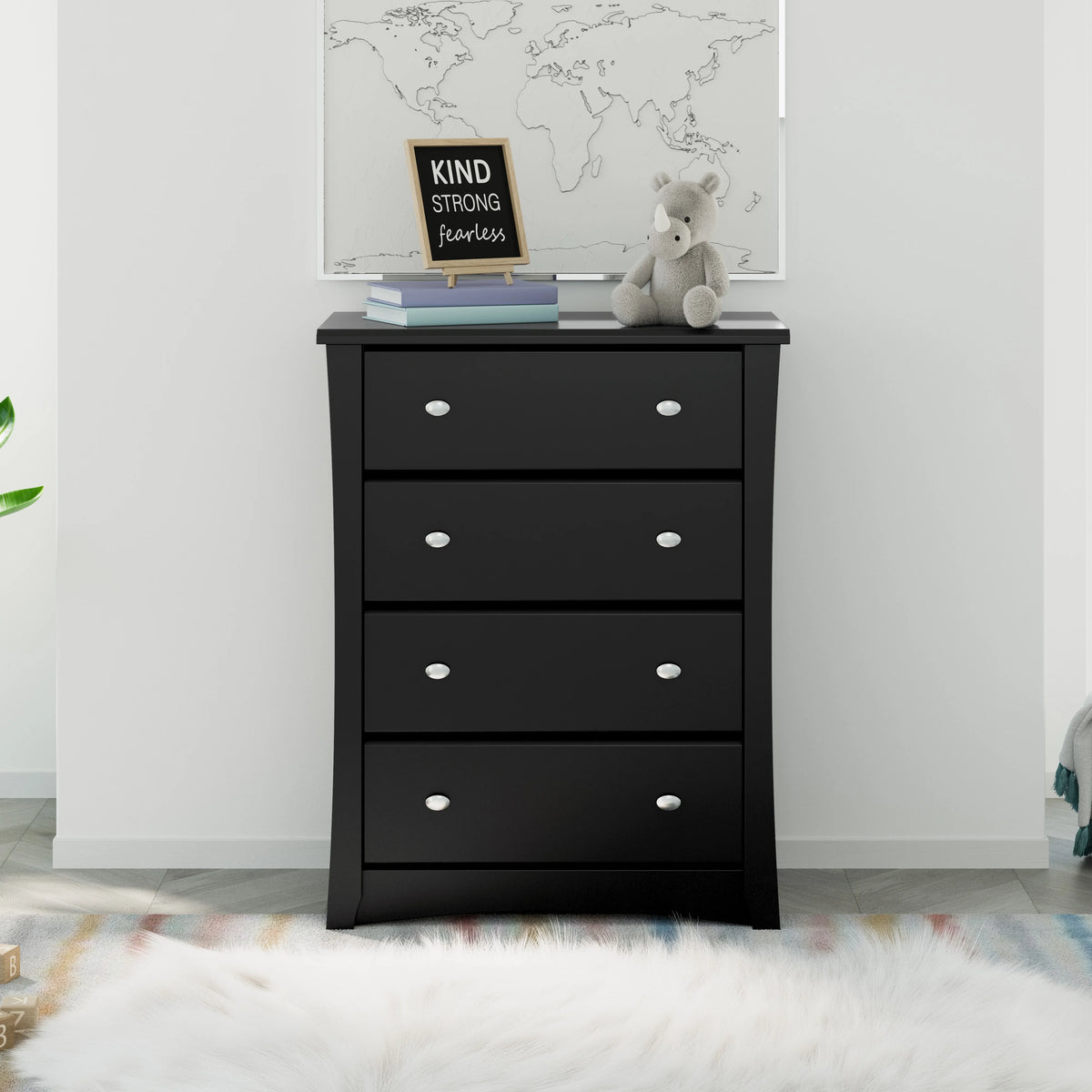 Storkcraft Crescent 4 Drawer Childrens Nursery Dresser, Espresso