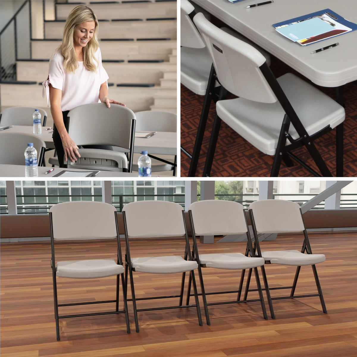 Lifetime Folding Chair, Indoor/Outdoor Commercial, White Granite, 4 Pack (42804)