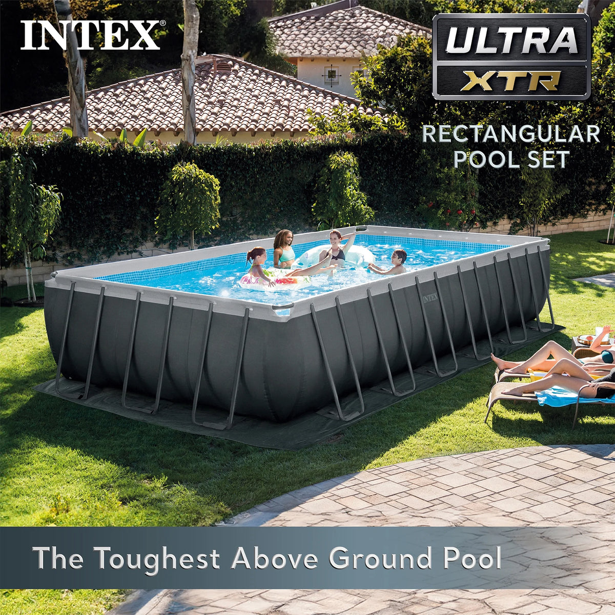Intex 18Ft x 52In Ultra XTR Rectangular Frame Swimming Pool Kit with Canopy