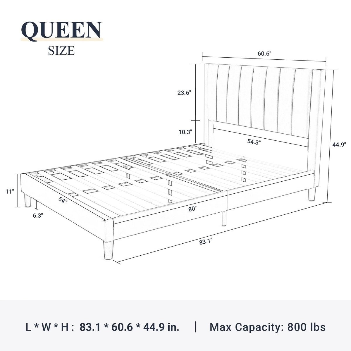 Allewie Queen Velvet Upholstered Bed Frame with Vertical Channel Tufted Headboard, Light Pink