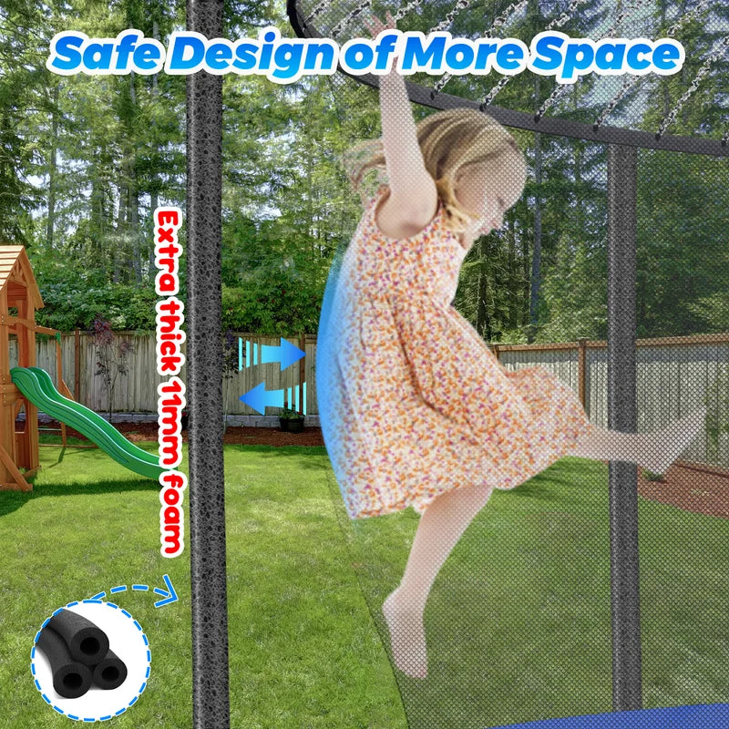 16FT Trampoline for 8-9 Kids Adults with Basketball Hoop, Enclosure, Light, Sprinkler, Socks, 2000LBS Outdoor Round Heavy Duty Recreational Backyard Trampoline