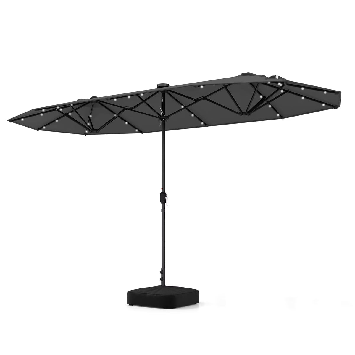 Costway 13ft Beige Rectangle Double-sided Patio Umbrella, Crank Lift