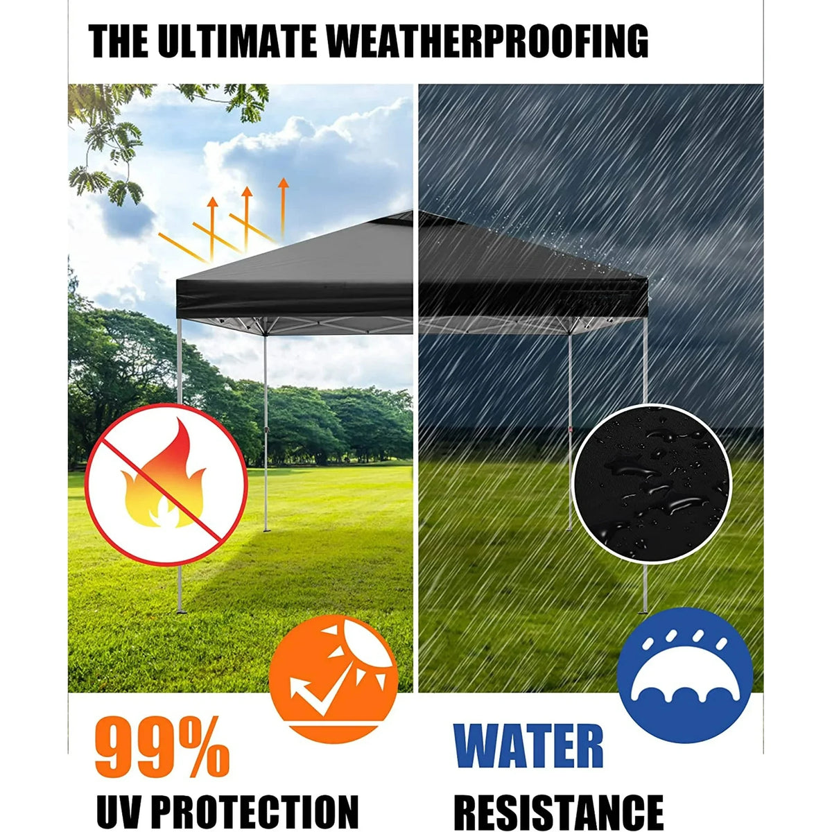 Naipo 10'x10' Pop up Canopy Tent with Sidewall,One Push Set-up Foldable Tent,Sun/Rain Use Outdoor Canopy with Carry Bag/Sandbags/Stakes/Ropes,for Beach/Camping,Black