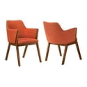 Renzo Blue Fabric and Walnut Wood Dining Side Chairs - Set of 2