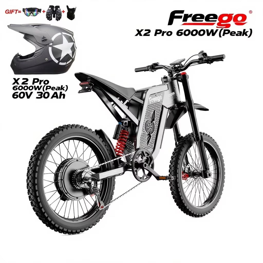 FREEGO X2 Pro Electric Dirt Bike 6000W(Peak) Motor 60V/30Ah Battery,50MPH/80Mile UL2849