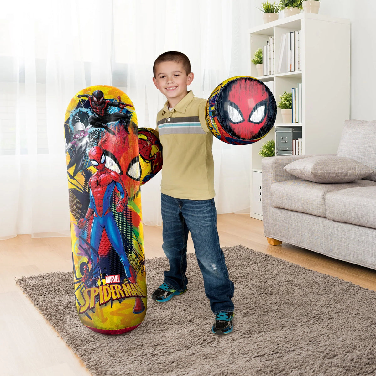 Hedstrom 36" Bop Bag and Bop Gloves for Children, Spiderman