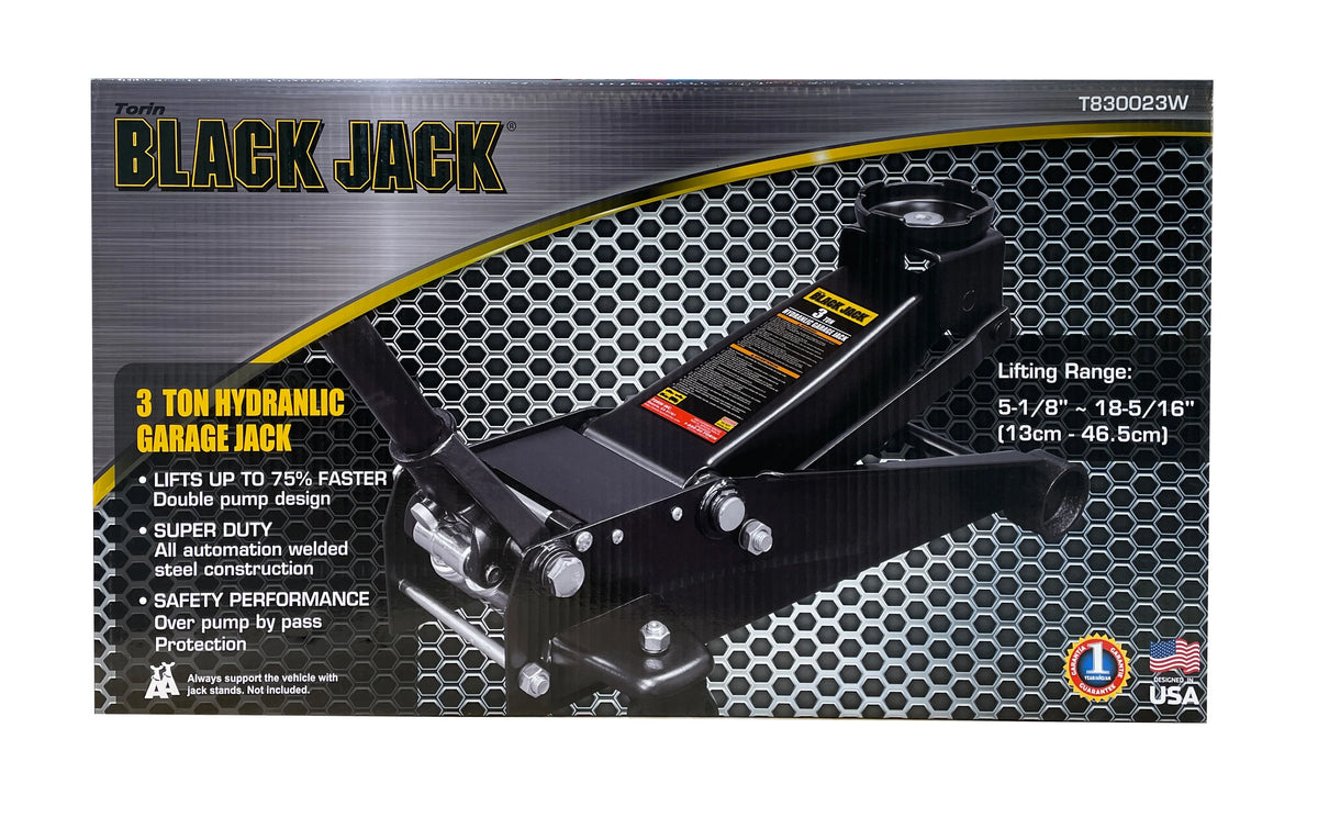 Black Jack T830023W Garage Jack Dual Piston Quick Lift Performance, 3 Ton Black