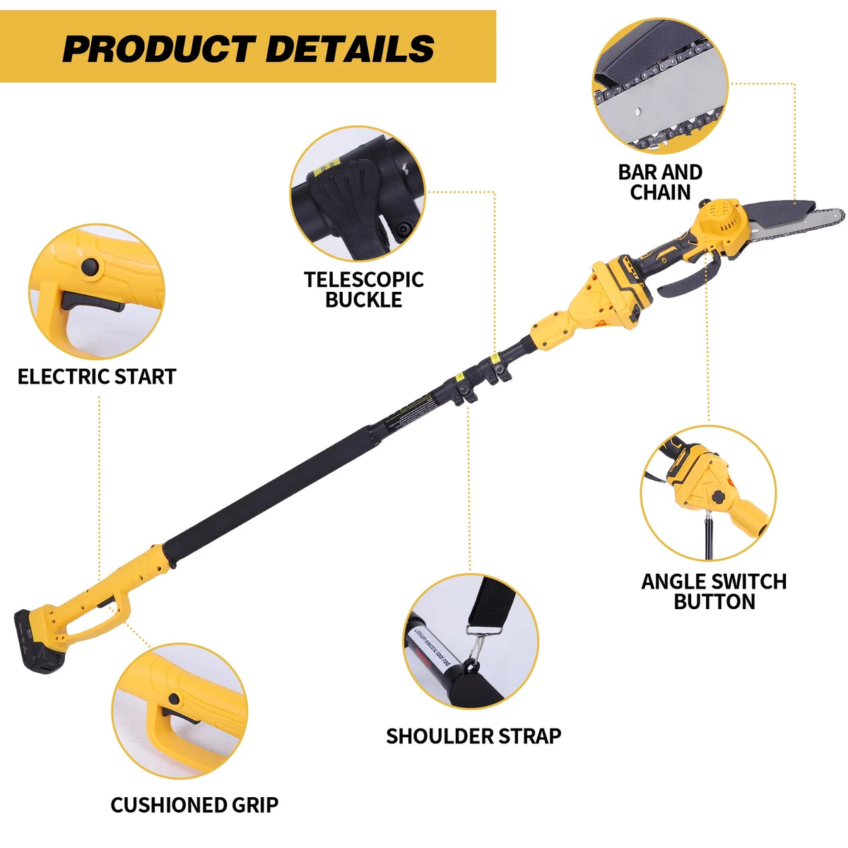 2-in-1 Brushless Cordless Pole Saw,6in + 8in Mini Chainsaw & Pole Saw with 2pcs 2.0A Batteries, 13.6ft Max Reach Brach Tree Saw Telescoping Extension Rod for Wood Tree Trimming Wood Cutting��Red