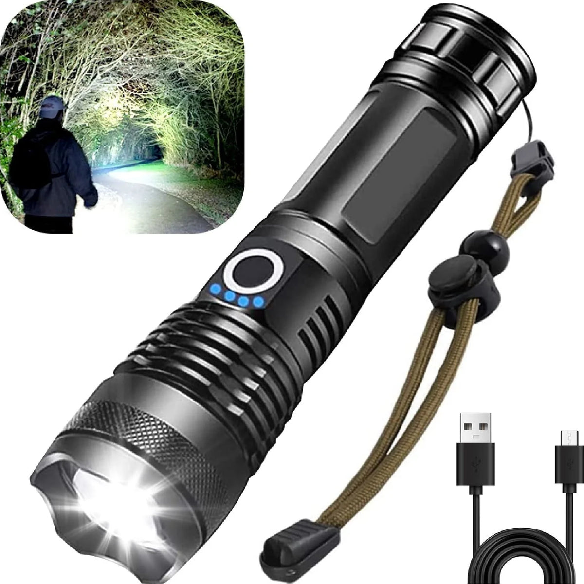 Maple Star 100000 High Lumens Rechargeable Powerful Waterproof Super Very Bright Flashlights