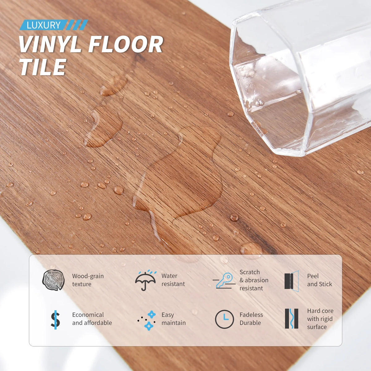 Self-adhesive 6" x 36" x 0.05" Luxury Vinyl Plank(36 pack)