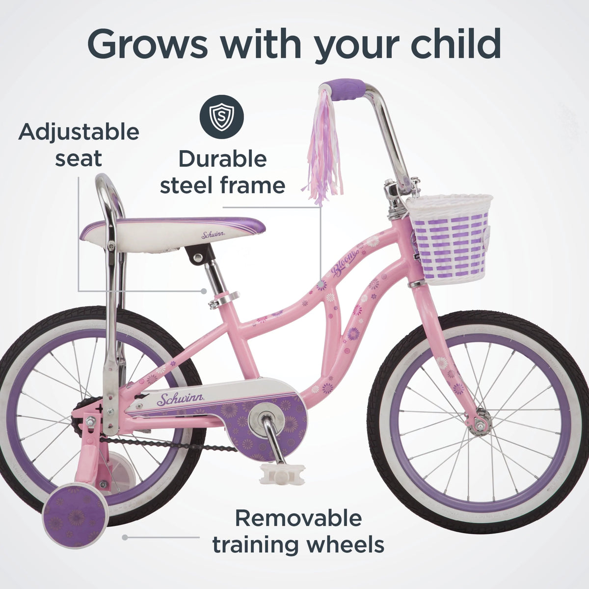 16" Bloom Kid's Bike with Training Wheels, Pink