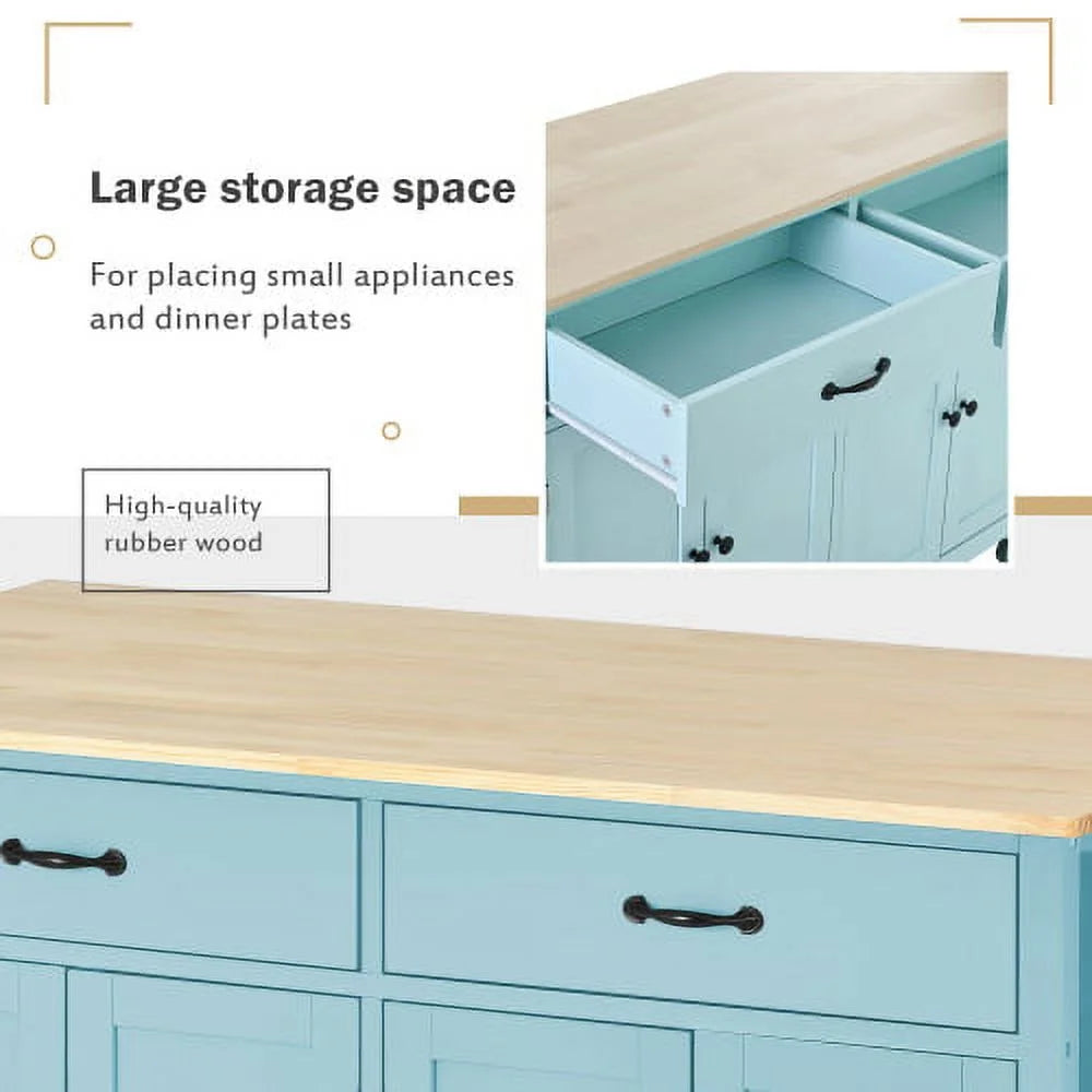 ZIVACATE Rolling Kitchen Island with Drop Leaf and Storage Large 53 in Movable Kitchen Carts White