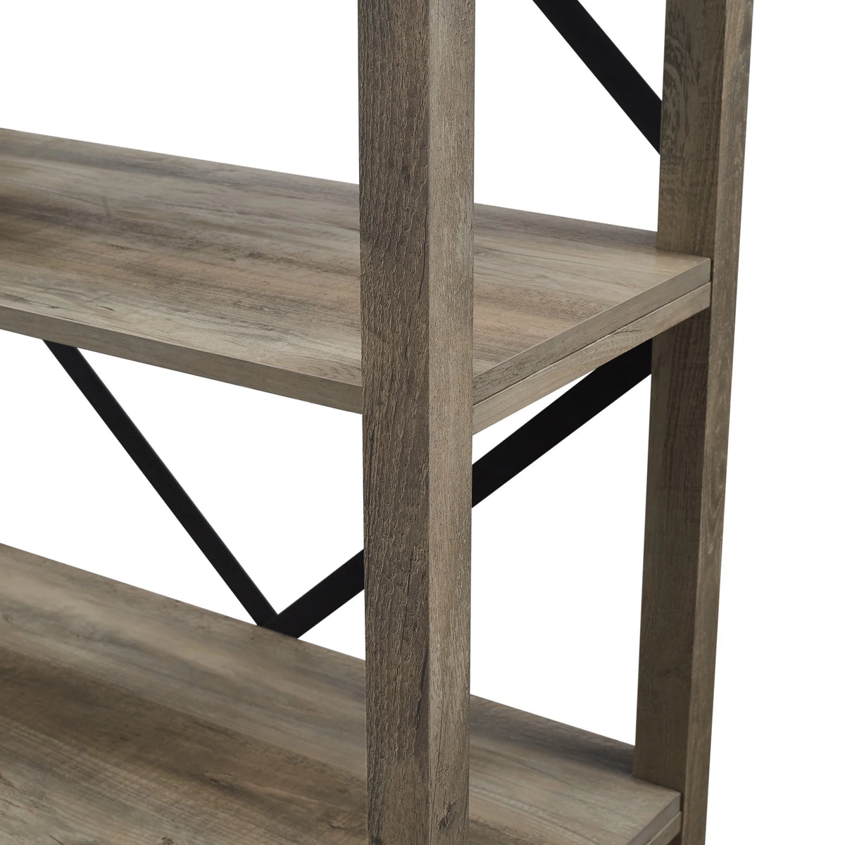 Walker Edison Rustic Industrial 4-Shelf Bookcase, Dark Walnut