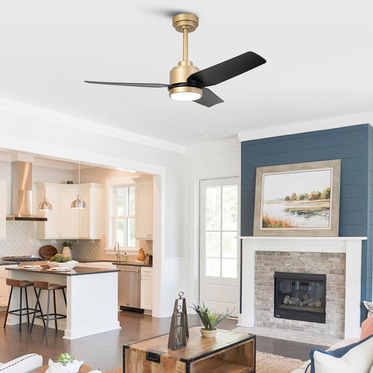 42" Modern Gold Dimmable Ceiling Fan DC Motor Indoor 3-blade LED Ceiling Fan with Remote