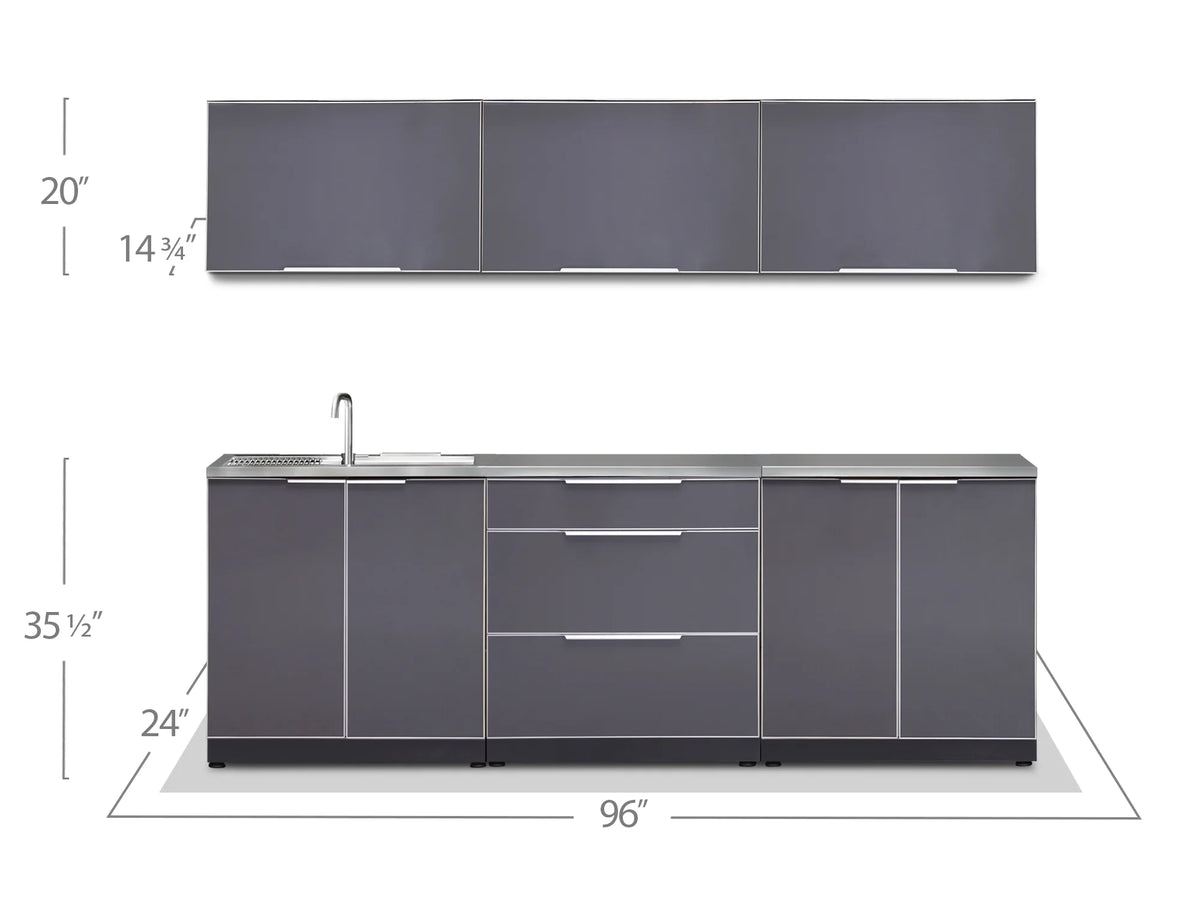 NewAge Products Outdoor Kitchen 7 Piece Cabinet Set in Slate Gray with Countertops