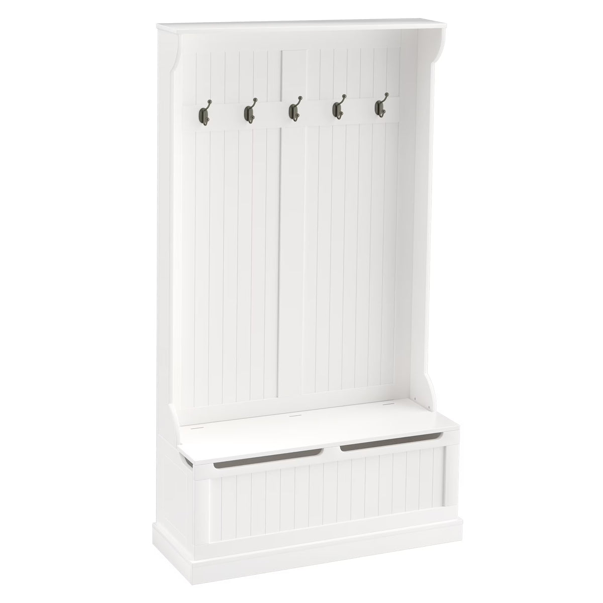 HOMCOM 3-In-1 Hall Tree Storage Bench and Coat Rack Cream White