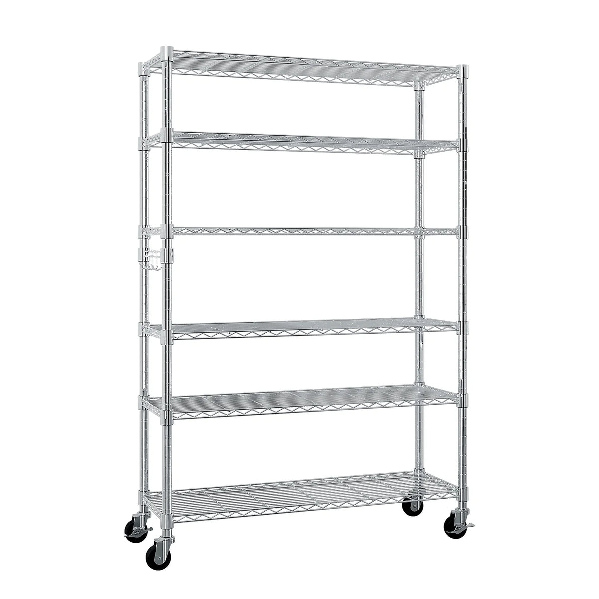 Ktaxon 6 Tier Wire Shelving with Wheels, 46"D x 18"W x 82"H Multifunctional Storage Rack Metal Garage Shelves Organizer, Capacity for 900lbs, Silver
